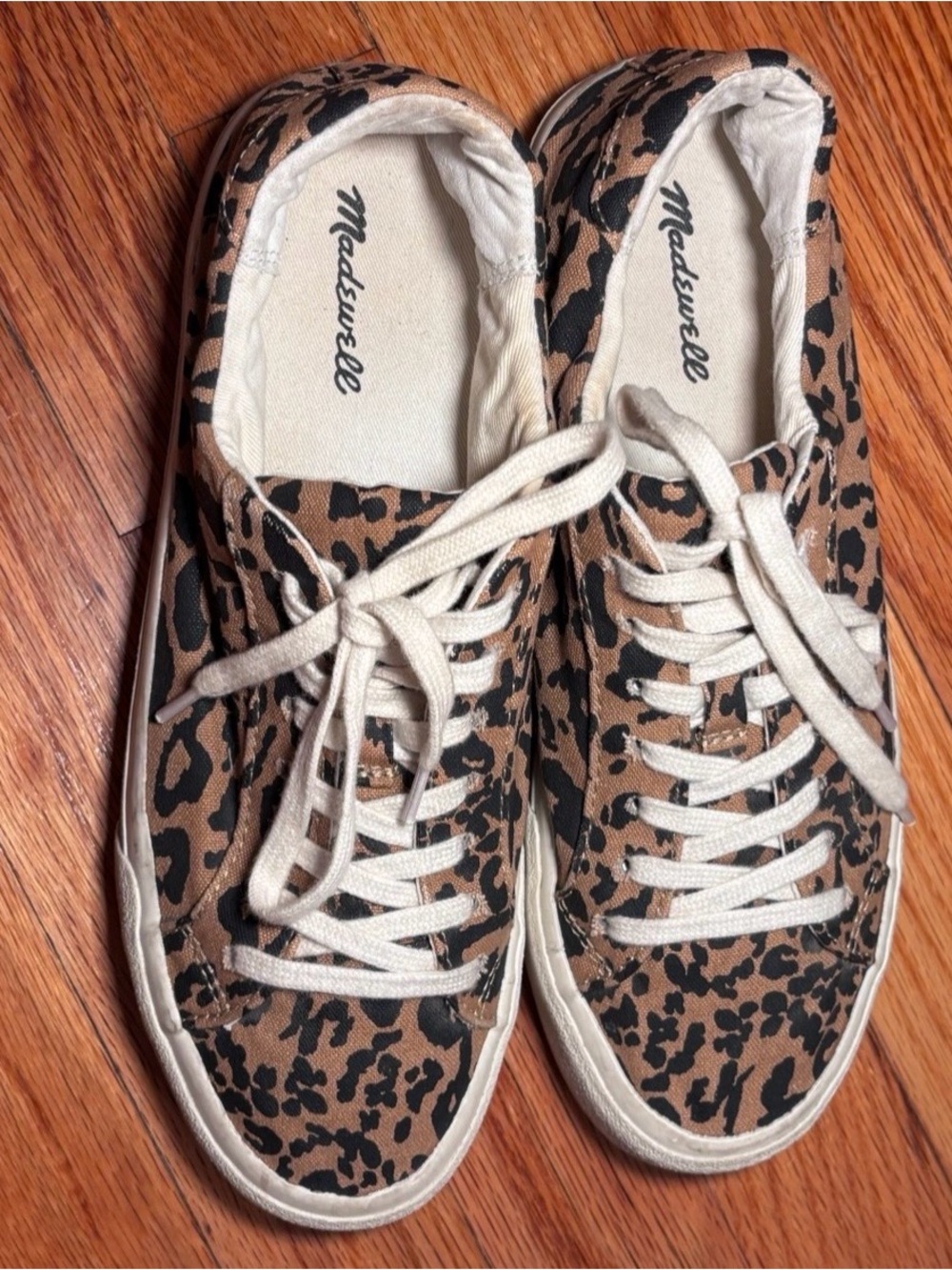 Madewell Leopard Print Sneakers Lace Up Canvas Low Top Casual Shoes Women’s 8